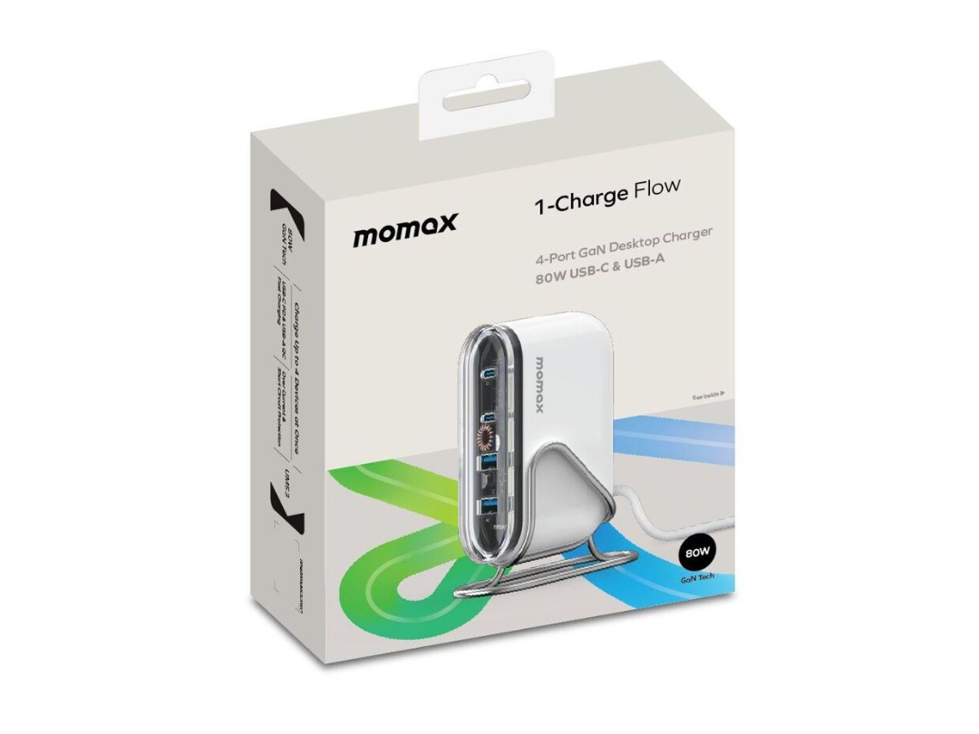 Buy Momax 1-Charge Flow PD 80W 4-Port GaN Desktop Charger Fast Charging in Qatar Buy Momax 1-Charge Flow PD 80W 4-Port GaN Desktop Charger Fast Charging in Qatar